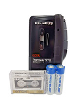 Olympus Pearlcorder S711 microcassette registratore vocale portatile dittafono NERO