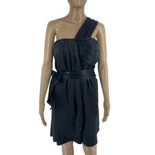 Abito Donna Nero A Cuore 100% Seta Taglia 46 EU 42 UK 14 US 12