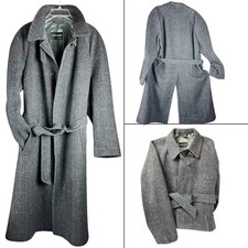 VINTAGE Pierre Cardin Paris/New York ~ Top Coat in tweed di lana con cintura ~ Unione anni 70 