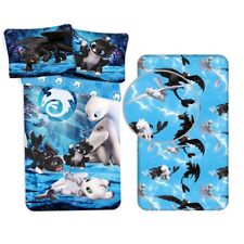 Dragon Trainer 3 pezzi Set Letto Singolo Copripiumino Federa Lenzuola con Angoli