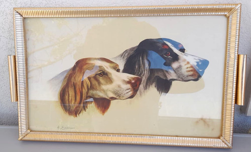 Antique vintage tray - antique, dog