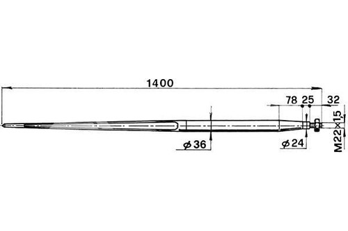 Forca punta conica 36x1400 - punta,