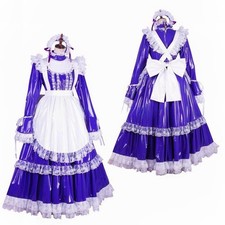 Costume cosplay vestito PVC chiudibile a chiave Gothic Lolita ragazza cameriera Sissy su misura
