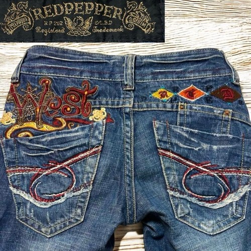 Jeans bootcut ricamati red - jeans,