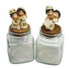 34153 Bomboniere Barattolo Vetro Coppia Sposi Nozze Anniversario Portaconfetti
