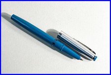 Vintage 1968 Montblanc MONTE ROSA F Penna A Sfera - Füller In Acciaio E Turchese