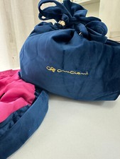 Borsa velluto Cruciani by Matis Blu interno Fuxia