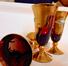 3 CALICI CRISTALLO ROSSO BLU