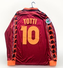 Maglia Vintage AS Roma 1998/1999 Serie A TOTTI #10 Home Long Sleeve L/XL Retro