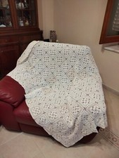 Coperta copriletto 1 piazza cotone bianco realizzato a mano ad uncinetto 