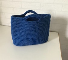 Borsa fatta a mano uncinetto blu medio cotone e omaggio