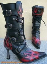 New Rock Boots Leia nero rosso