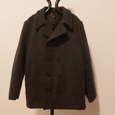 ALPHA INDUSTRIES PEACOAT DOUBLE BREASTED MENS COAT COLOR GREY SIZE LARGE