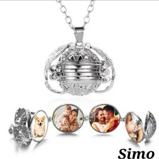 COLLANA DONNA ARGENTO UOMO MEMORIA FOTO PENDENTE ALI DI ANGELO CHARMS REGALO 