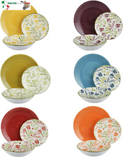 Set Piatti Colorati, Servizio Piatti 6 Persone 18 Pezzi, Set da Tavola Composto 