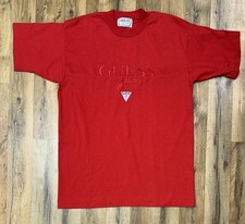 T-shirt vintage Guess by Georges Marciano taglia grande anni 90 logo ricamato rosso