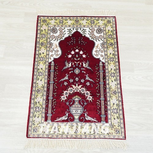 Handmade silk rug red - handmade,