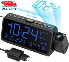 Sveglia Con Proiettore Radiosveglia Digitale Da Comodino 270°, 12/24H Display Co