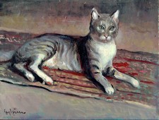 Oil painting tablet cat