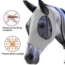 Maschera antimosche per cavallo, cappuccio, protezione integrale in rete anti-UV