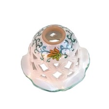 CAMPANELLA PER LAMPADARIO IN CERAMICA DI VIETRI DECORATO A MANO FLOREALE VERDE