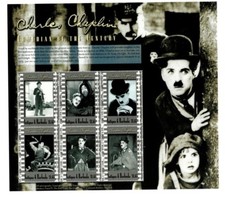 Antigua 2000 - Comico Charlie Chaplin - Foglio di 6 francobolli - Scott #2302 - MNH