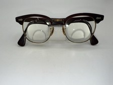 Montatura occhiali rotondi vintage SRO 1/40 10K RGP retrò FO legno oro 150 USA trifocale