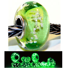 PERLINA FOSFORESCENTE VETRO DI MURANO AUTENTICA ARGENTO 925 PERLE EUROPEE 1697