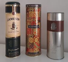 3 contenitori alluminio design vintage Cognac Martell Whisky Ballantines Jameson