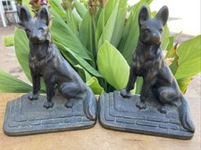 Antico fermalibri cane pastore tedesco belga in ghisa massiccia Malinois