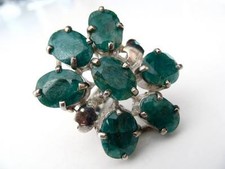 grande ANELLO in argento 925 e radici di SMERALDI