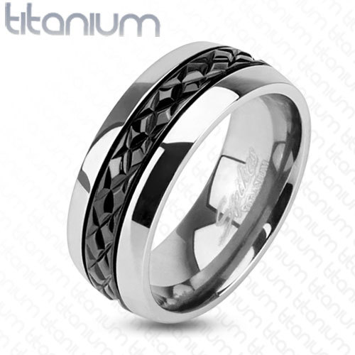 Anello titanio - titanio, argento