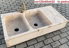 Lavello lavandino con giglio di Firenze in vera pietra 120 cm