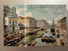 cartolina TRIESTE PONTEROSSO primo 900 antica barche veliero