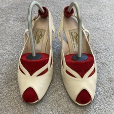 Scarpe donna vintage Renata slingback in pelle panna misura 3,5 36,5 Made in Italy