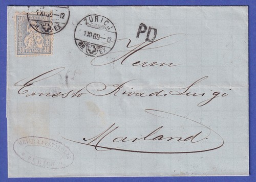 Svizzera 1869 helvetia rp - svizzera,