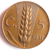 1931 ITALIA 5 CENTESIMI - AU -