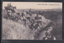 Cartolina Caccia alla Volpe Passaggio di un Fosso KM123