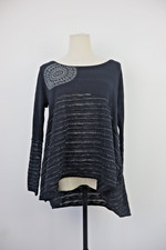 DESIGUAL MAGLIA DONNA TG. XL WOMAN CASUAL VINTAGE T-SHIRT COTONE NERO