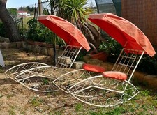 coppia di chaise longue a dondolo hotel anni 50 sedie poltrone vintage rocking