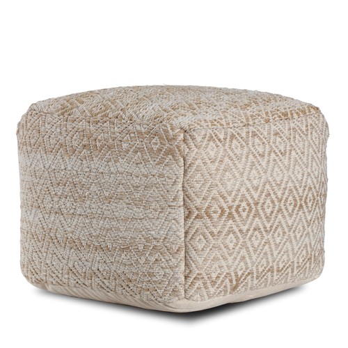 Cube geometric woven pouf - cube,