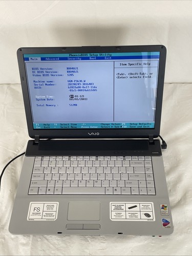 Sony vaio vgn - sony, vgn-fs630w