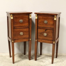 ANTICA COPPIA COMODINI TAVOLINI NOCE "Ritorno d'Egitto" 1798/1805 Italia