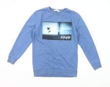 Felpa skate H&M ragazzo blu grafica 11-12 anni pullover girocollo