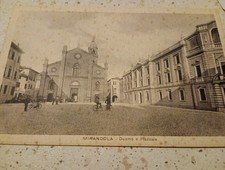 Cartolina Mirandola Modena Duomo E Piazzale Animata Rara Fp Viag 1937 N 5