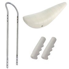 SEDILE BANANA BASSO 20" VINTAGE BIANCO BRILLANTE CON SISSYBAR E IMPUGNATURE PER BICI 20"