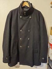 HERNO Tech Cappotto Doppiopetto Giacca Nero 💯 Cashmere Taglia 54