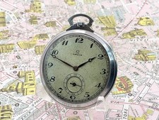 Omega Acciaio . Art Deco . 1930 . Extra Piatto . OROLOGIO TASCA