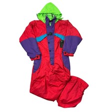 Tuta da sci vintage pezzo unico Apres retrò neve multicolore donna grande IT46