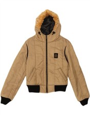 REFRIGIWEAR Giacca imbottita donna Cruz Crop con cappuccio UK 10 Small beige TJ09